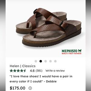Mephisto classic leather sandal made in portugal size 39 8/8.5